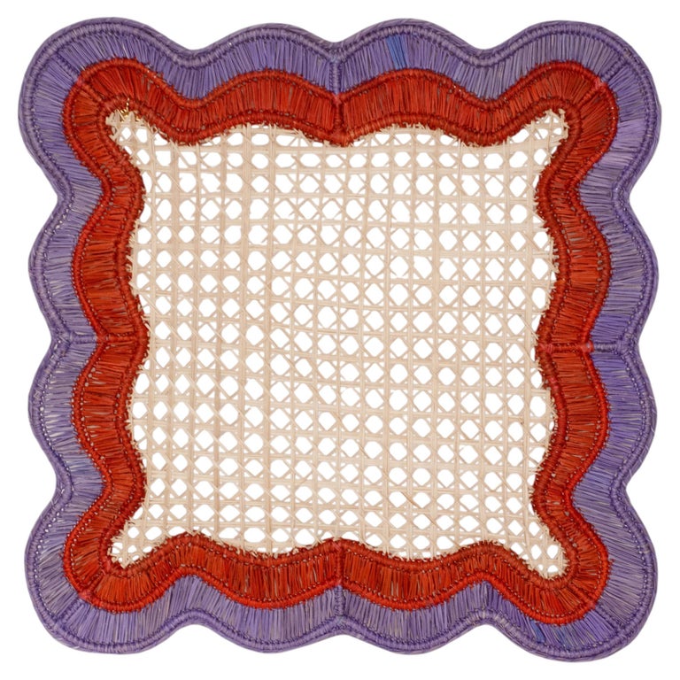 CONTEMPORARY SET OF 8 HANDWOVEN NATURAL RATTAN WAVES PLACEMATS