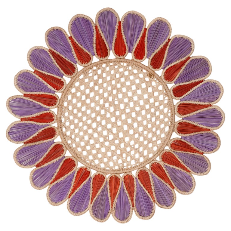 CONTEMPORARY SET OF 8 HANDWOVEN NATURAL RATTAN FEATHER PLACEMATS