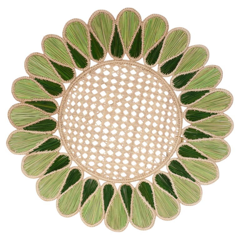 CONTEMPORARY SET OF 8 HANDWOVEN NATURAL RATTAN FEATHER PLACEMATS