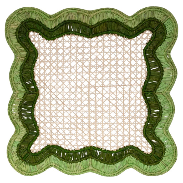 CONTEMPORARY SET OF 8 HANDWOVEN NATURAL RATTAN WAVES PLACEMATS
