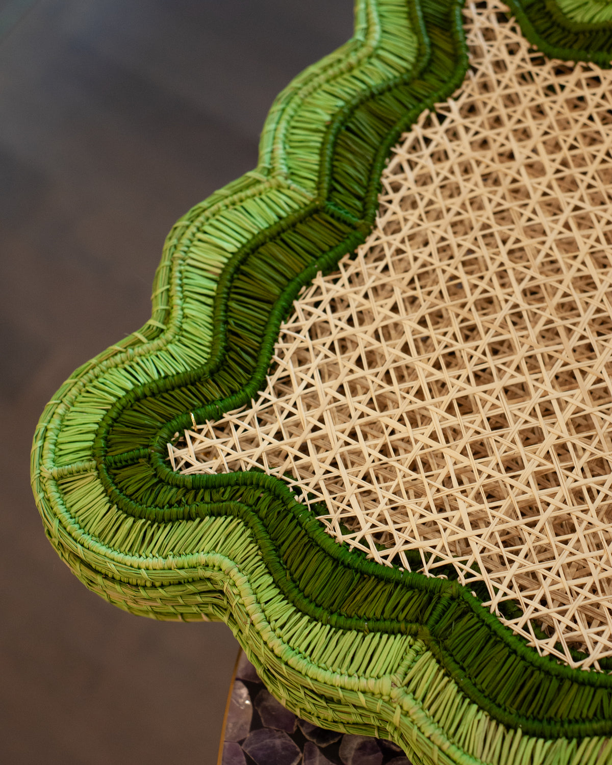 CONTEMPORARY SET OF 8 HANDWOVEN NATURAL RATTAN WAVES PLACEMATS
