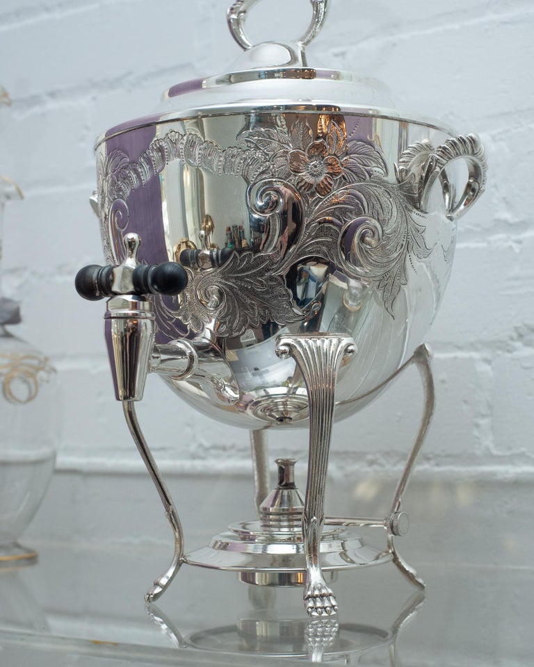 ANTIQUE SILVERPLATE SAMOVAR / DRINK CASK