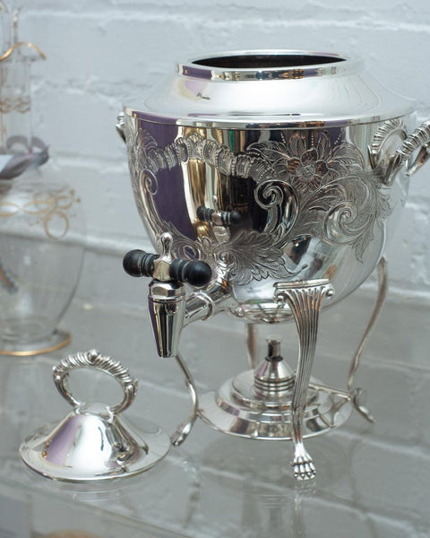 ANTIQUE SILVERPLATE SAMOVAR / DRINK CASK