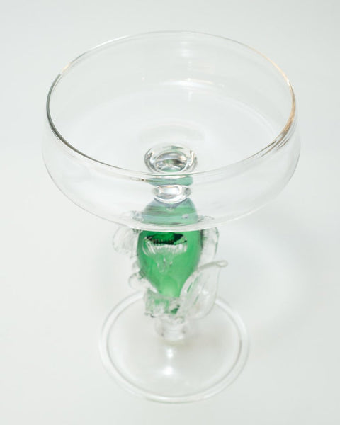 CONTEMPORARY MEDIUM GREEN BLOWN GLASS FISH PLATTER / FOOTED BOWL