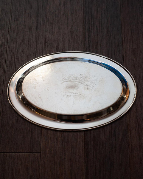 ANTIQUE WM A ROGERS SMALL SILVER PLATE OVAL SERVING TRAY