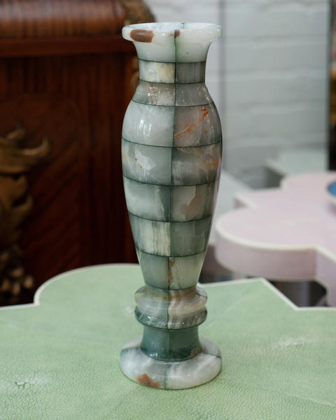 CONTEMPORARY HANDMADE PANELLED ONYX VASE