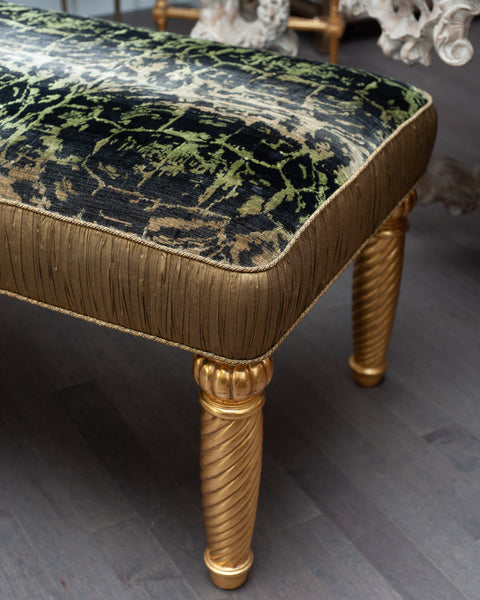 STUDIO MAISON NURITA HAND CARVED GILDED TORTOISE VELVET BENCH