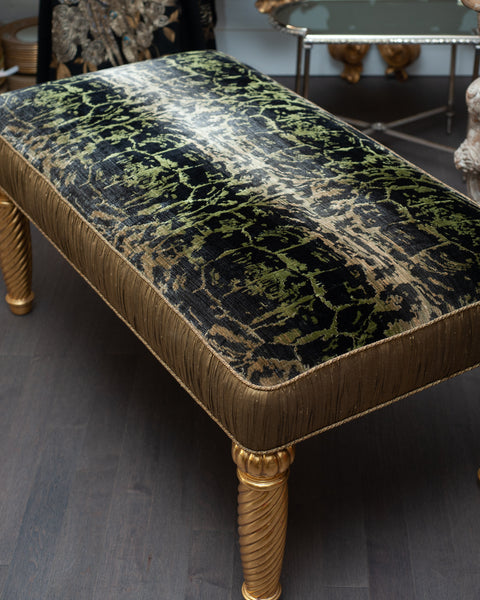 STUDIO MAISON NURITA HAND CARVED GILDED TORTOISE VELVET BENCH