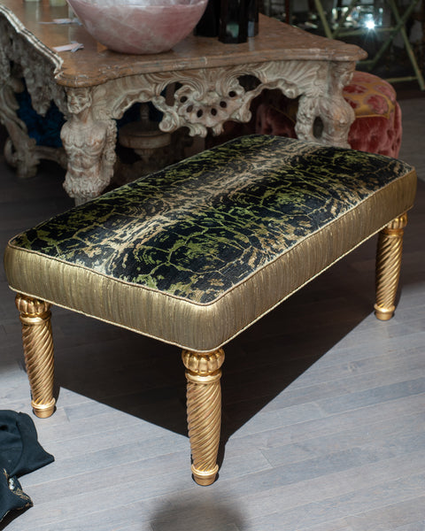 STUDIO MAISON NURITA HAND CARVED GILDED TORTOISE VELVET BENCH