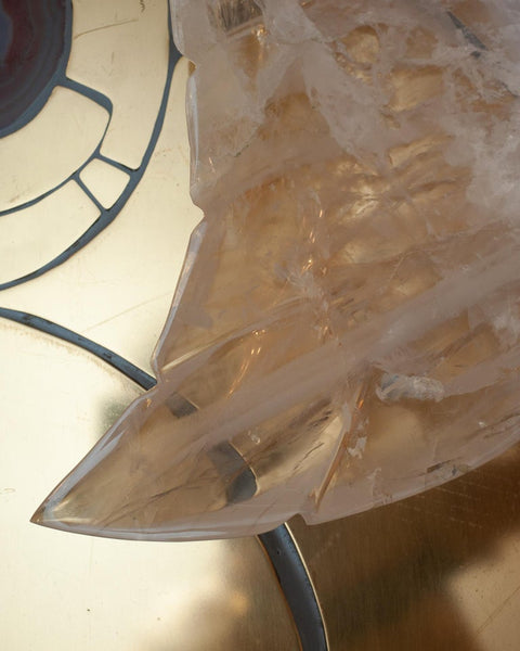 CONTEMPORARY LARGE SCALE CARVED ROCK CRYSTAL LEAF BOWL