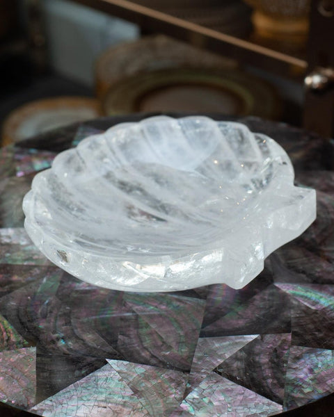 CONTEMPORARY CARVED ROCK CRYSTAL SHELL BOWL