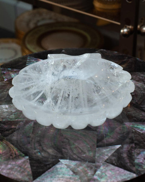 CONTEMPORARY CARVED ROCK CRYSTAL SHELL BOWL