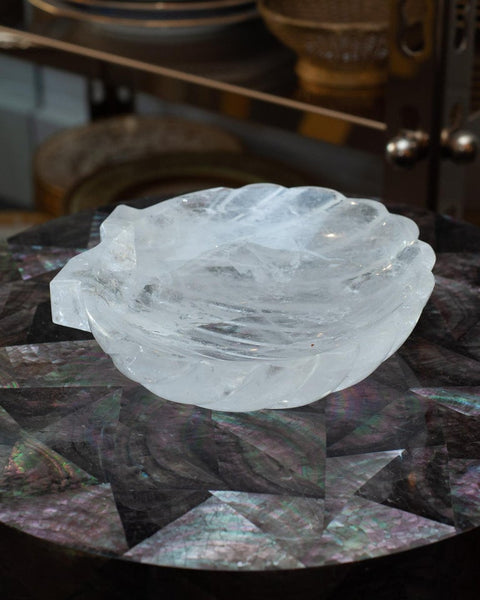 CONTEMPORARY CARVED ROCK CRYSTAL SHELL BOWL