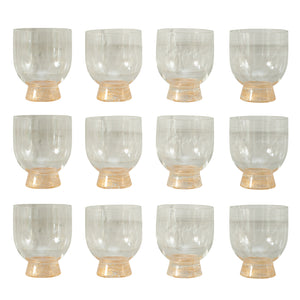 CONTEMPORARY SET OF 12 BELL SHAPED MURANO GLASS TUMBLERS WITH GOLD LEAF BASE