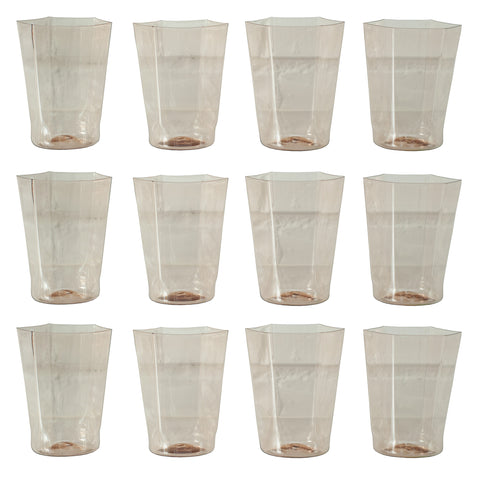 CONTEMPORARY SET OF 12 HEXAGONAL MURANO GLASS TUMBLERS