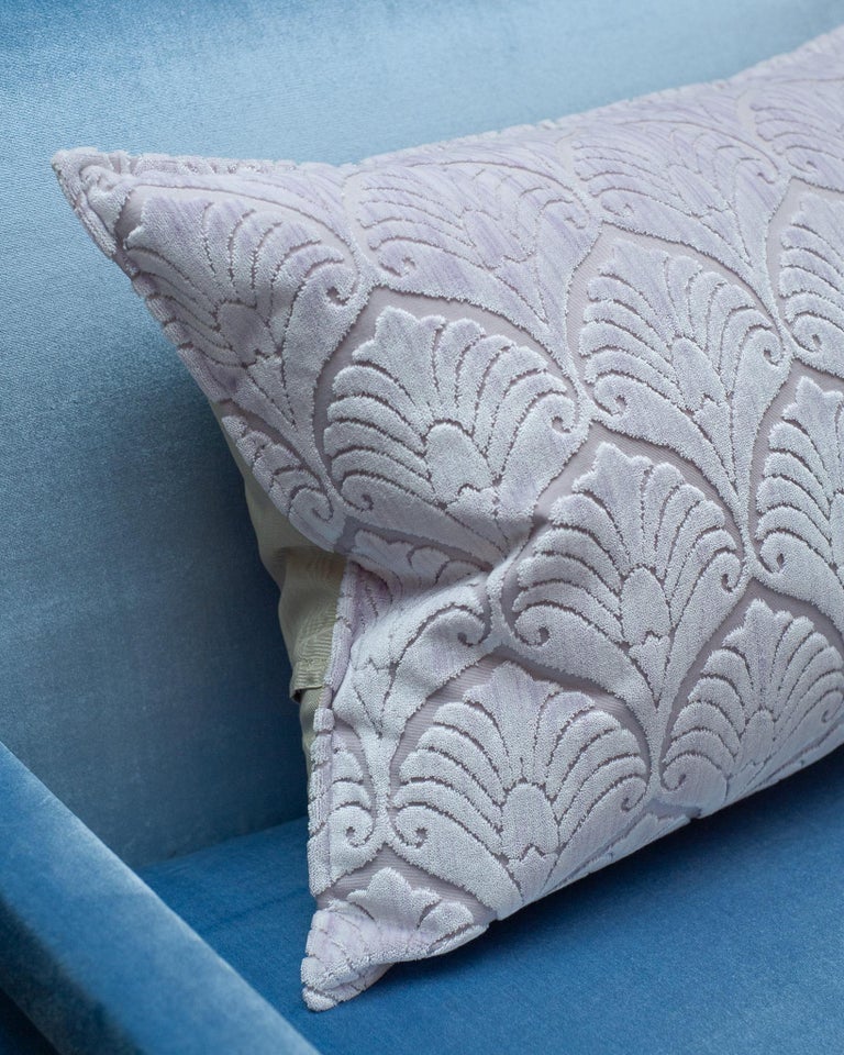 CONTEMPORARY BEVILACQUA LILAC SILK VELVET PILLOWS IN PALMYA PATTERN