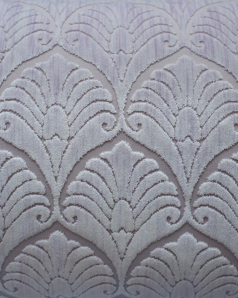 CONTEMPORARY BEVILACQUA LILAC SILK VELVET PILLOWS IN PALMYA PATTERN