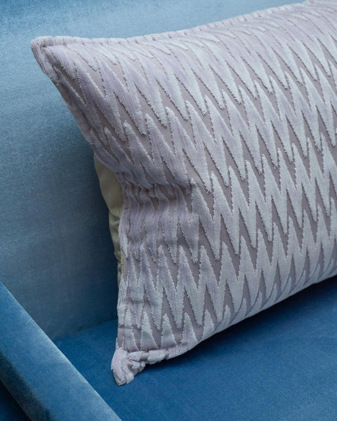 CONTEMPORARY BEVILACQUA LILAC SILK VELVET PILLOWS IN ZIG ZAG PATTERN