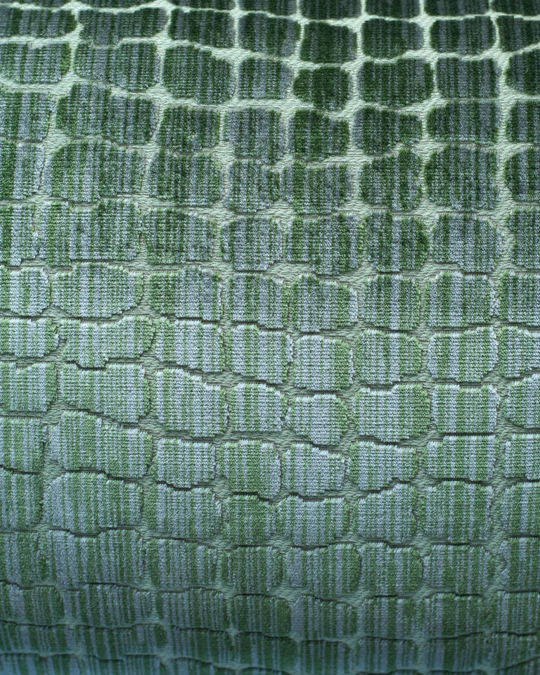 CONTEMPORARY BEVILACQUA GREEN SILK VELVET PILLOWS IN CROCODILE PATTERN