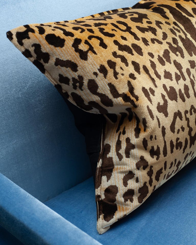 CONTEMPORARY BEVILACQUA TAN & BLACK SILK VELVET PILLOWS IN LEOPARD PATTERN