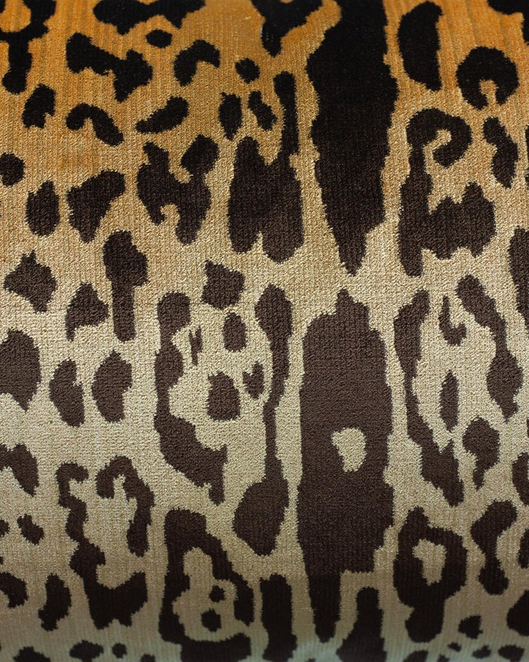 CONTEMPORARY BEVILACQUA TAN & BLACK SILK VELVET PILLOWS IN LEOPARD PATTERN