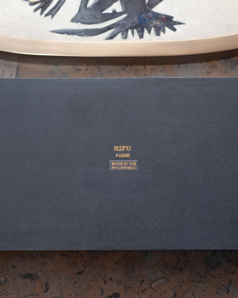 CONTEMPORARY KIFU PARIS DOUBLE PANTHER BOX WITH BRASS, SHAGREEN, & SHELL INLAY