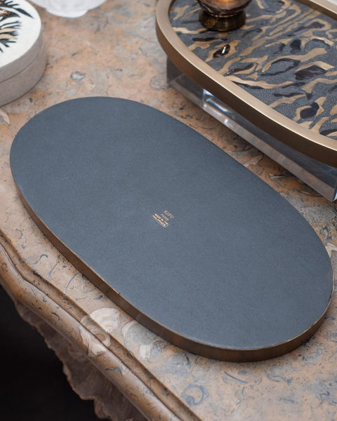 CONTEMPORARY KIFU PARIS PANTHER TRAY WITH INLAID BRASS, SHAGREEN AND PENSHELL