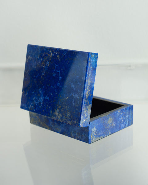 CONTEMPORARY BLUE LAPIS LAZULI BOX WITH HINGED LID