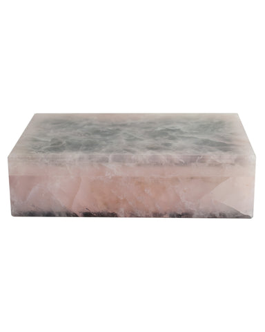 CONTEMPORARY ROSE QUARTZ BOX WITH HINGED LID