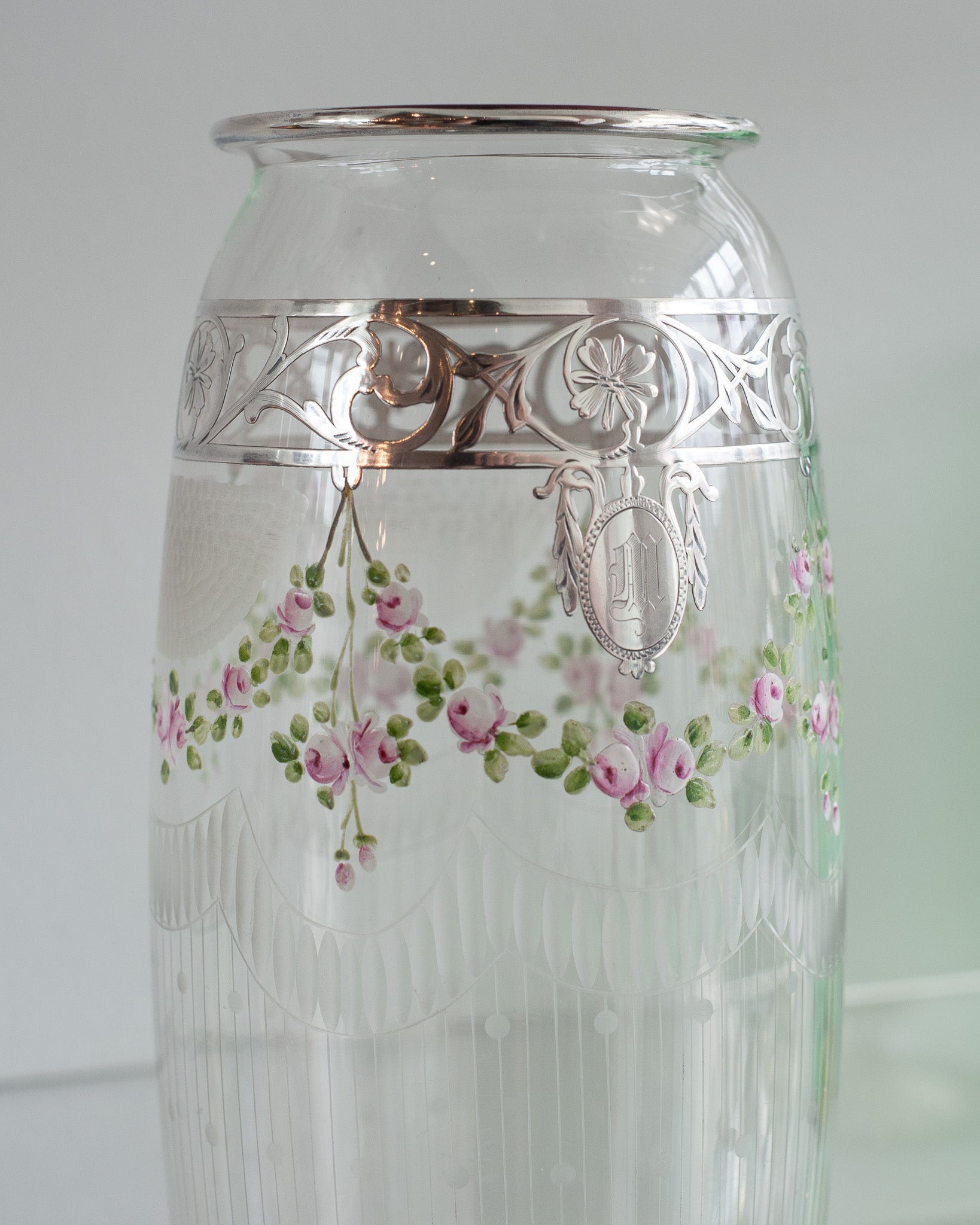 ANTIQUE BOHEMIAN GLASS & ENAMEL VASE