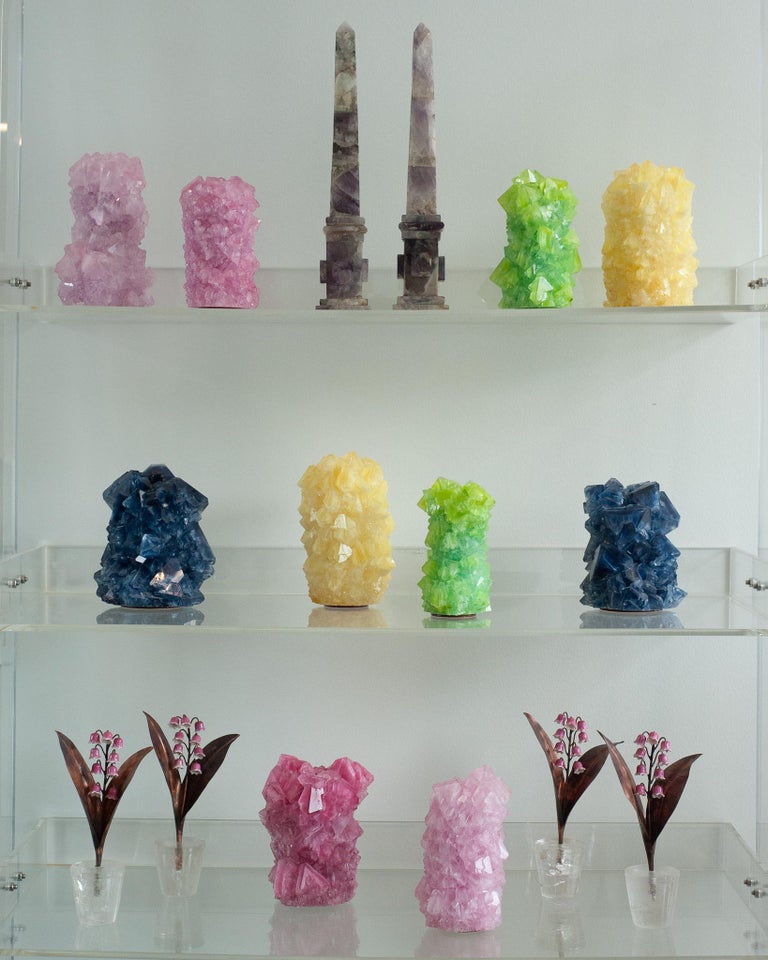 CONTEMPORARY CRYSTALLIZED VASE IN YELLOW BY ISAAC MONTÉ, NETHERLANDS