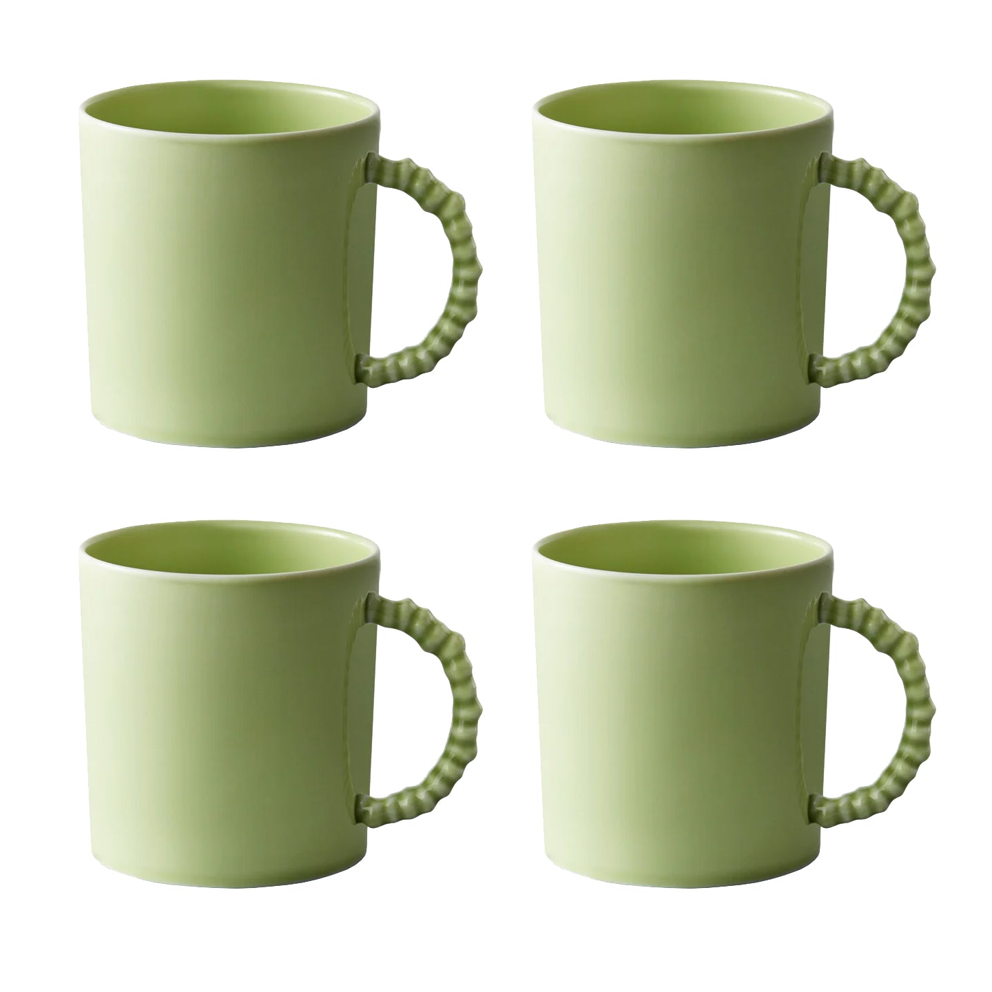 SET OF 4 PORCELAIN COFFEE MUGS IN SOFT GREEN
