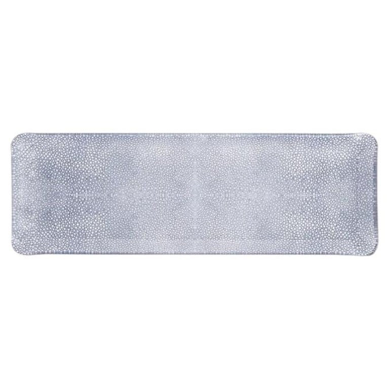 CONTEMPORARY SHAGREEN PRINT ACRYLIC LONG TRAY IN LIGHT BLUE
