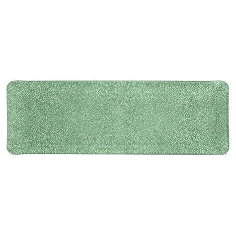 CONTEMPORARY SHAGREEN PRINT ACRYLIC LONG TRAY IN GREEN