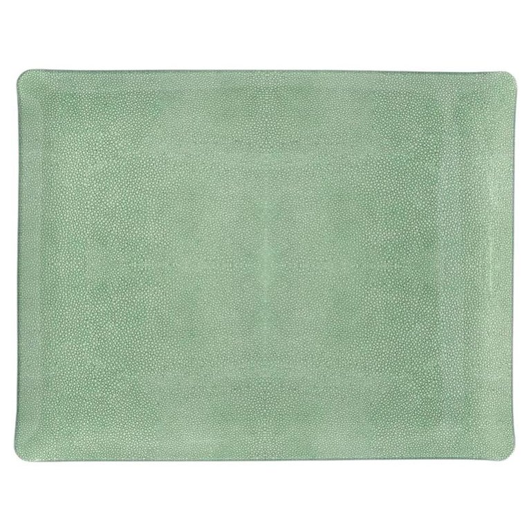 CONTEMPORARY SHAGREEN PRINT ACRYLIC SERVING TRAY IN GREEN