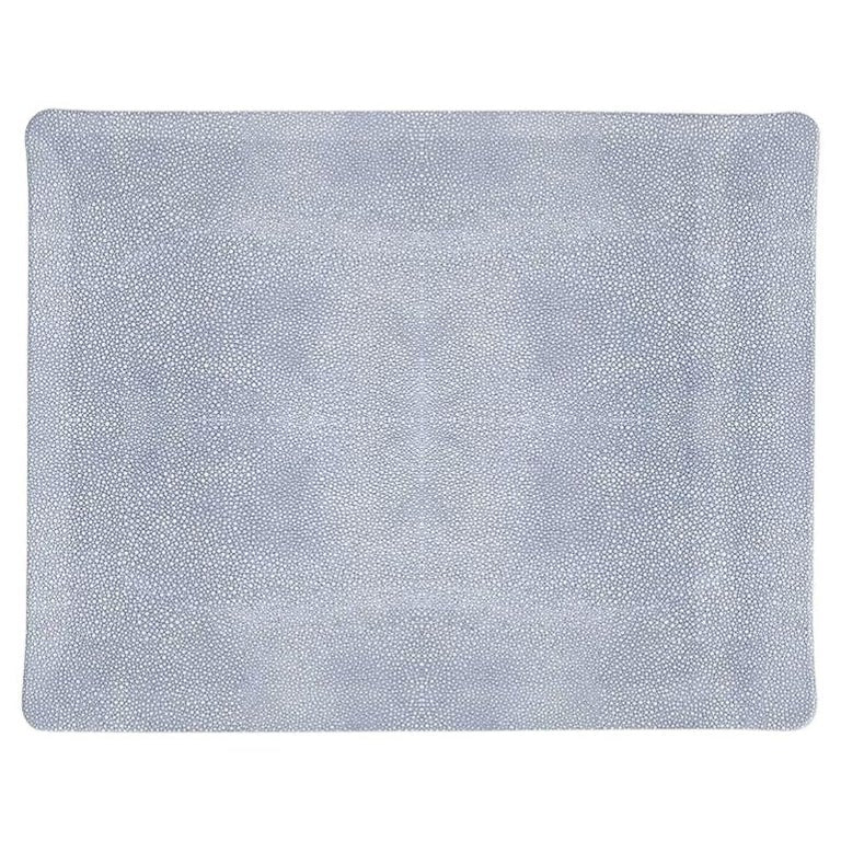 CONTEMPORARY SHAGREEN PRINT ACRYLIC SERVING TRAY IN LIGHT BLUE