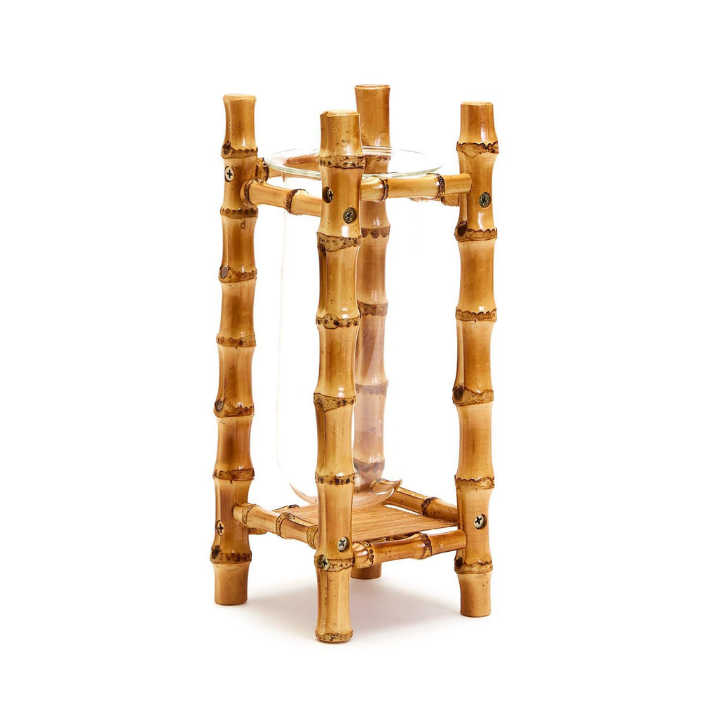 CONTEMPORARY BAMBOO LARGE GLASS TUBE VASE