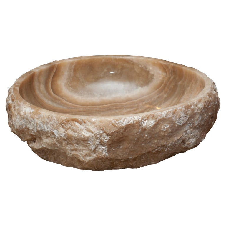 CONTEMPORARY MASSIVE RAW EDGE BANDED ONYX BOWL