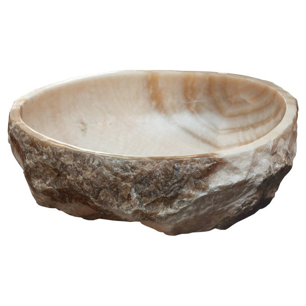 CONTEMPORARY MASSIVE RAW EDGE BANDED ONYX BOWL