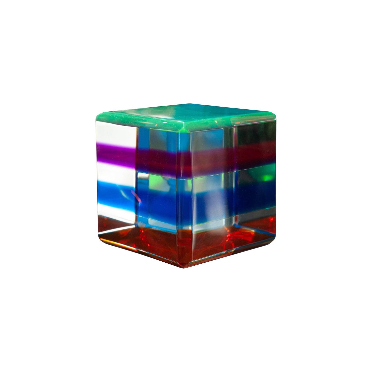 CONTEMPORARY FACETED MULTICOLOUR ACRYLIC CUBE BLOCK