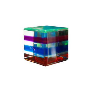 CONTEMPORARY FACETED MULTICOLOUR ACRYLIC CUBE BLOCK