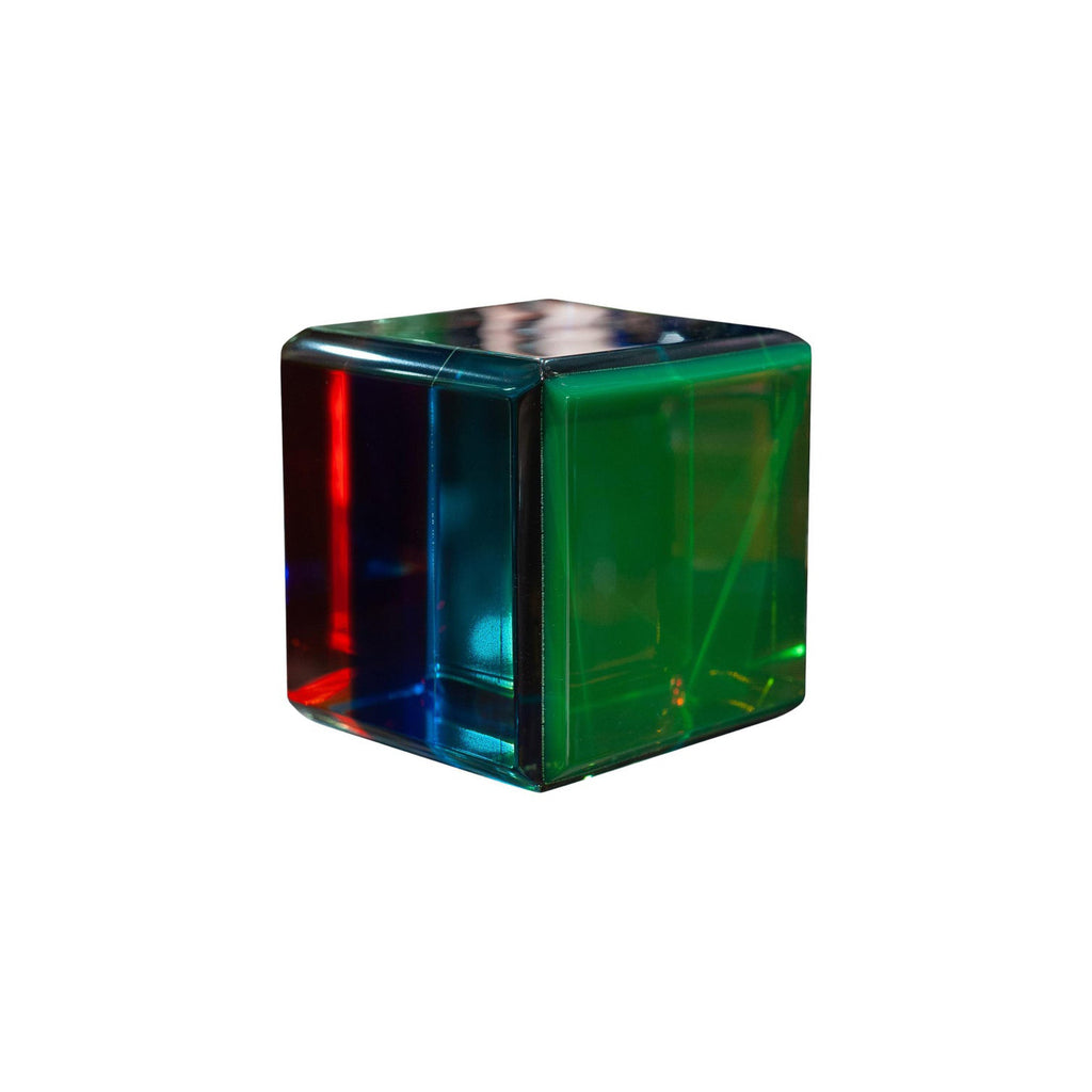 CONTEMPORARY FACETED MULTICOLOUR ACRYLIC CUBE BLOCK