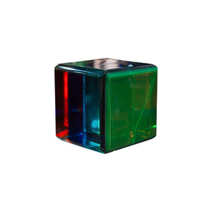 CONTEMPORARY FACETED MULTICOLOUR ACRYLIC CUBE BLOCK