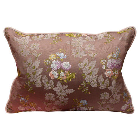 STUDIO MAISON NURITA FLORAL DOCUMENT PRINT SILK AND SILK VELVET PILLOW