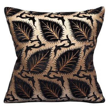 PAIR OF BLACK AND GOLD VENETIA STUDIUM SILK VELVET PILLOWS