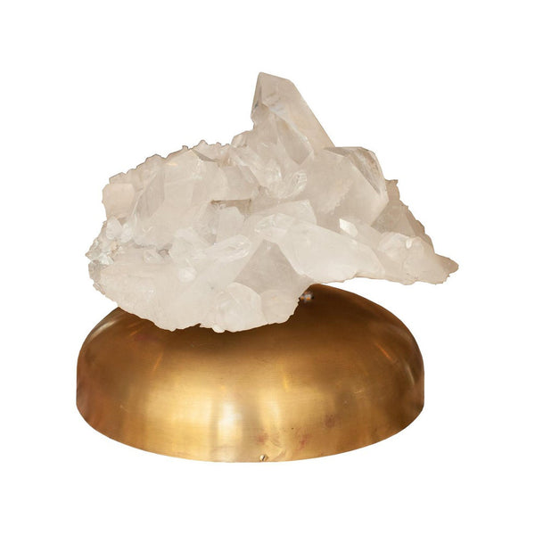 MIDCENTURY ROCK CRYSTAL LAMP WITH BRASS BASE