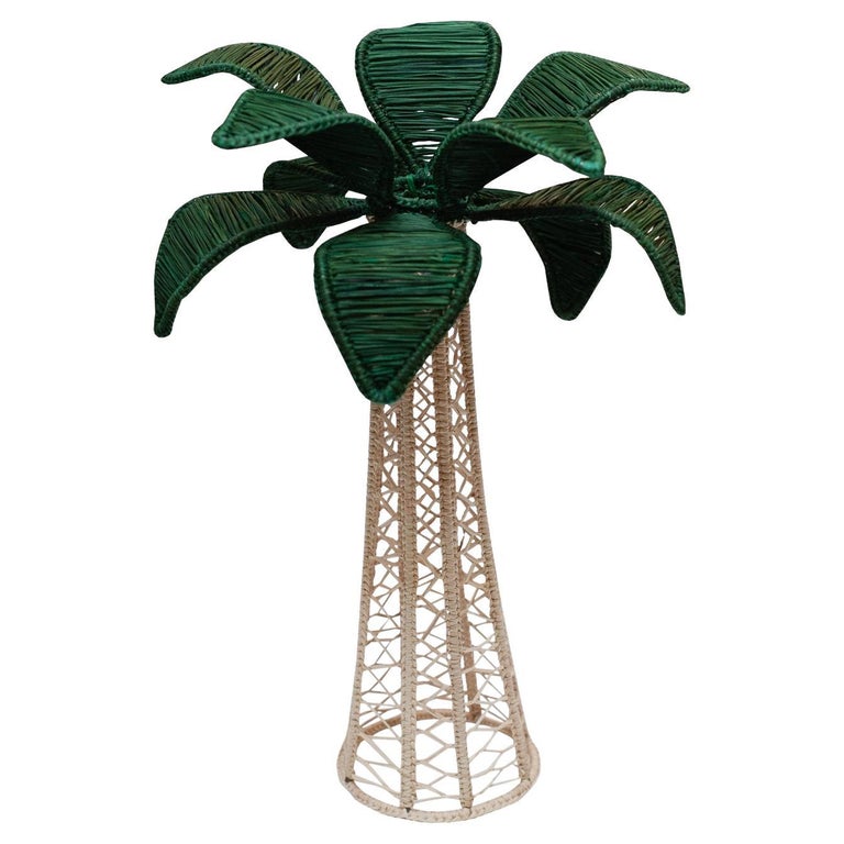 CONTEMPORARY LARGE WOVEN RATTAN PALM TREE