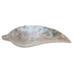 CONTEMPORARY LARGE SCALE CARVED ROCK CRYSTAL LEAF BOWL