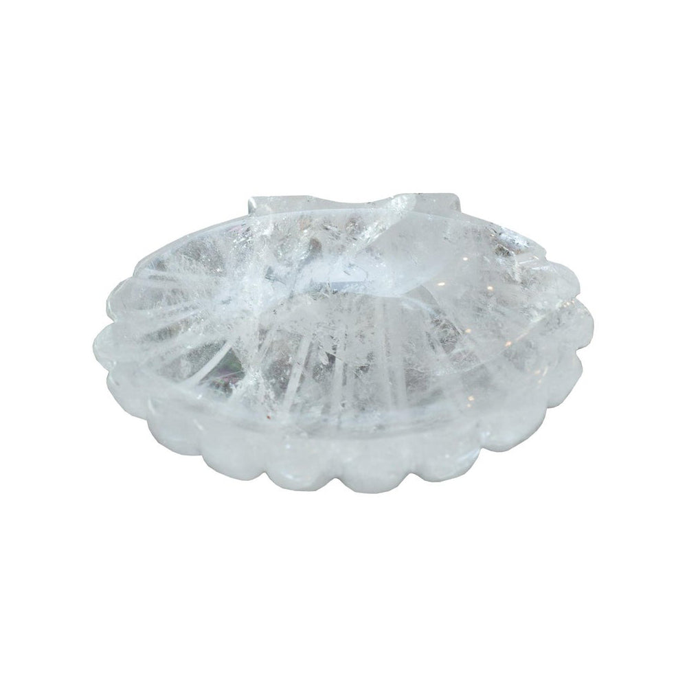 CONTEMPORARY CARVED ROCK CRYSTAL SHELL BOWL