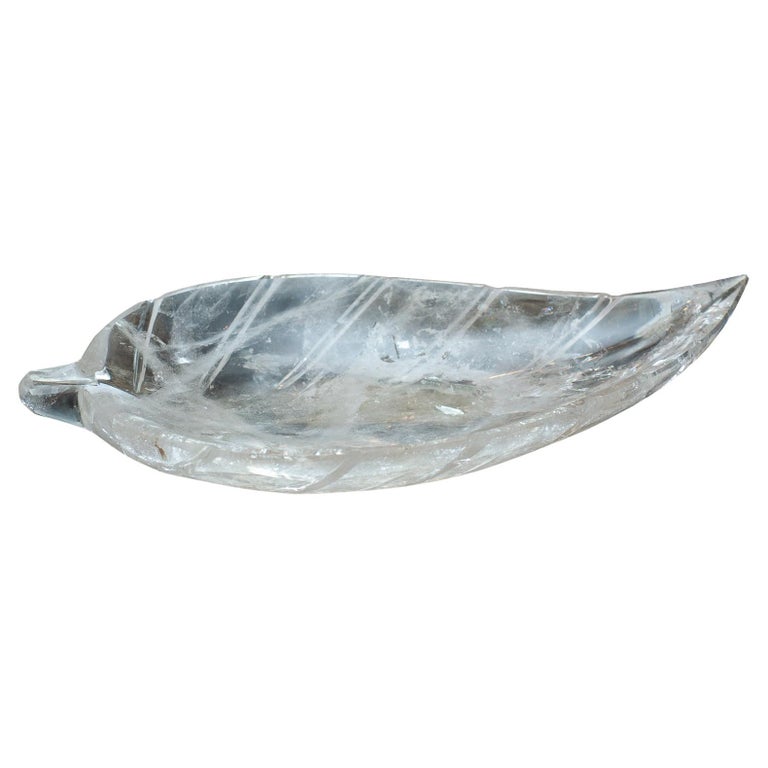 CONTEMPORARY CARVED ROCK CRYSTAL LEAF BOWL